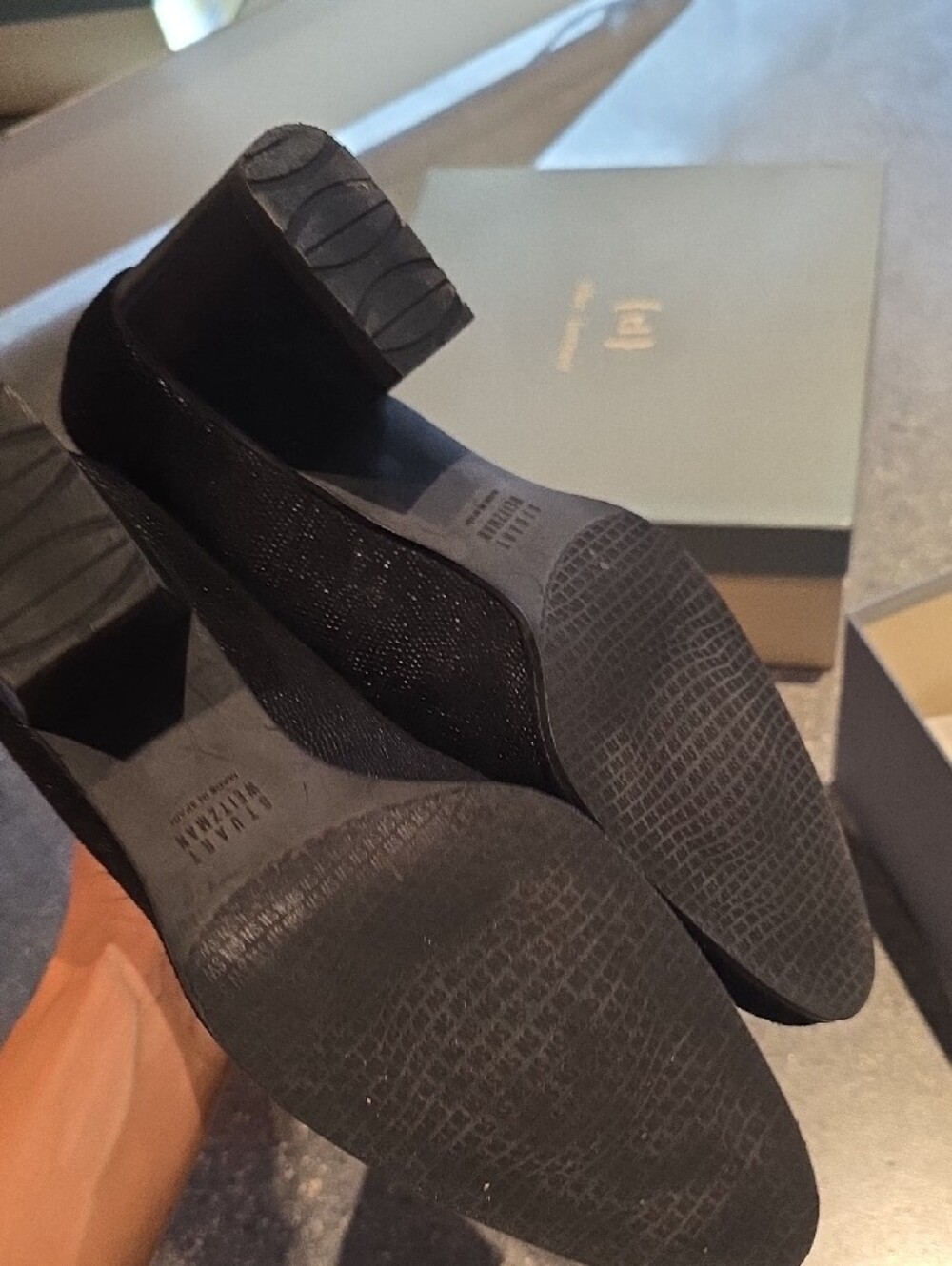 Stuart Weitzman Black Textured Tassel Loafers - Picture 4 of 5